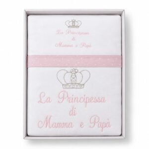 Lenzuolino carrozzina Ornella rosa La Principessa di Mamma e Papà in confezione