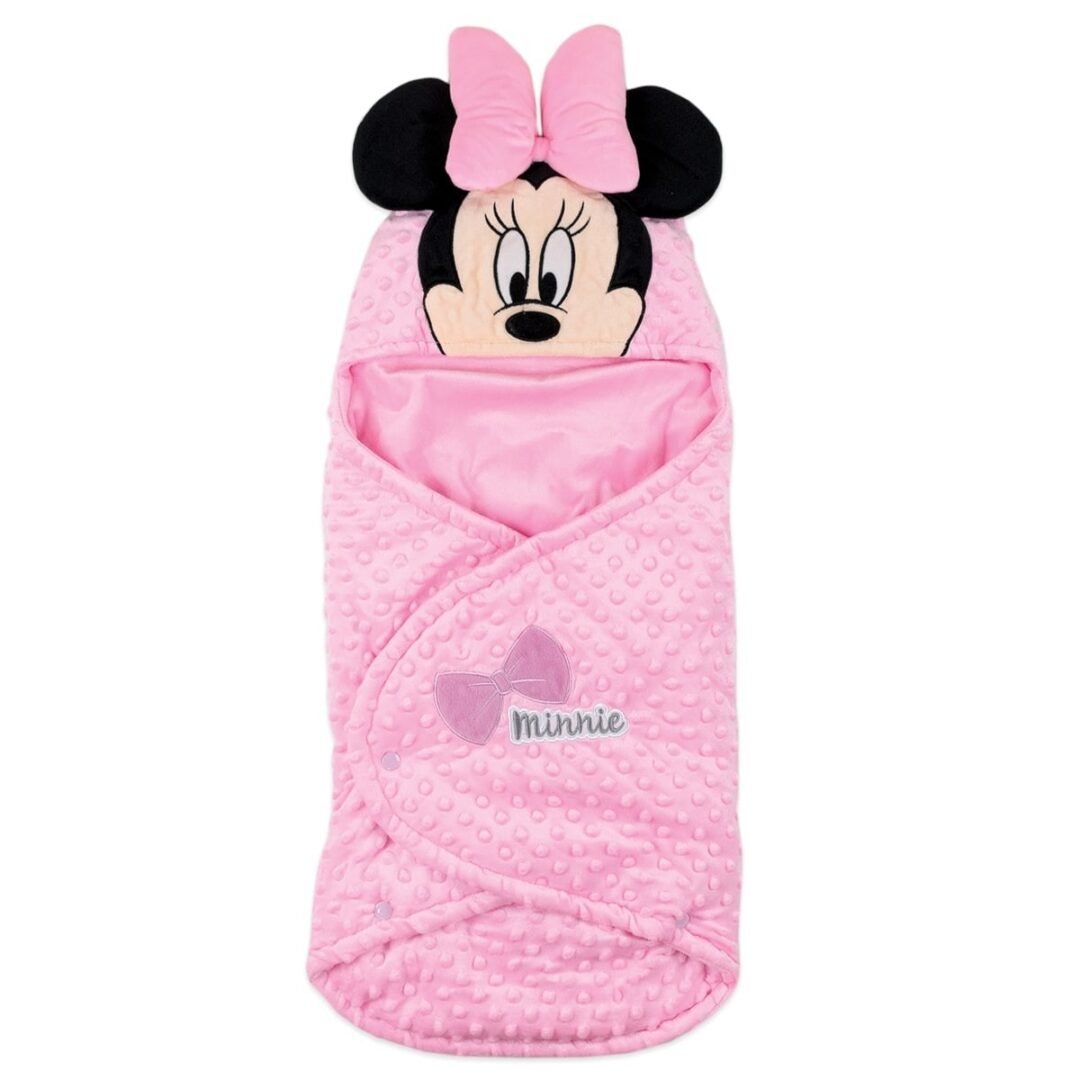 Baby sacco Minnie rosa Disney in soft pile jacquard con cappuccio e fiocco