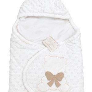Sacco nanna neonato panna chiaro con orsetto e fiocco beige