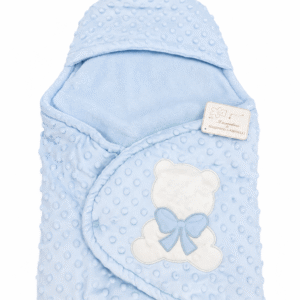 Sacco nanna neonato azzurro con orsetto e fiocco