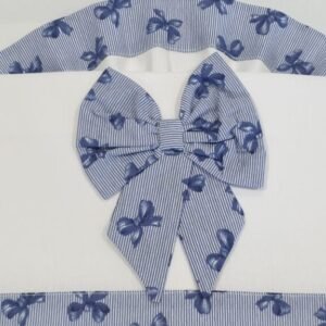 Lenzuolino carrozzina Ornella blu con fantasia di fiocchi