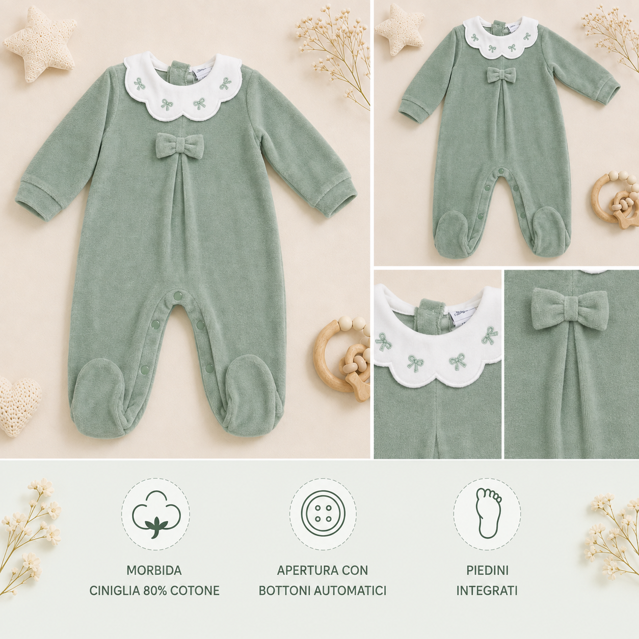Tutina verde Batuffolini – dettagli e caratteristiche Tutina verde Batuffolini – dettagli e caratteristiche