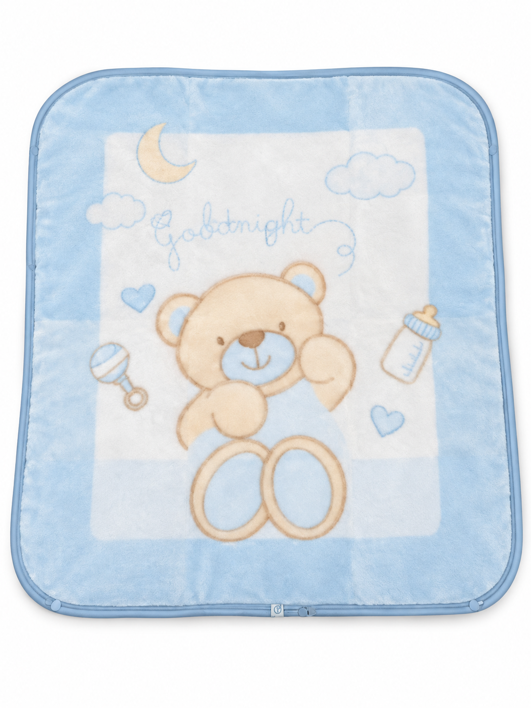 Baby sacco celeste aperto a copertina Baby sacco celeste aperto a copertina