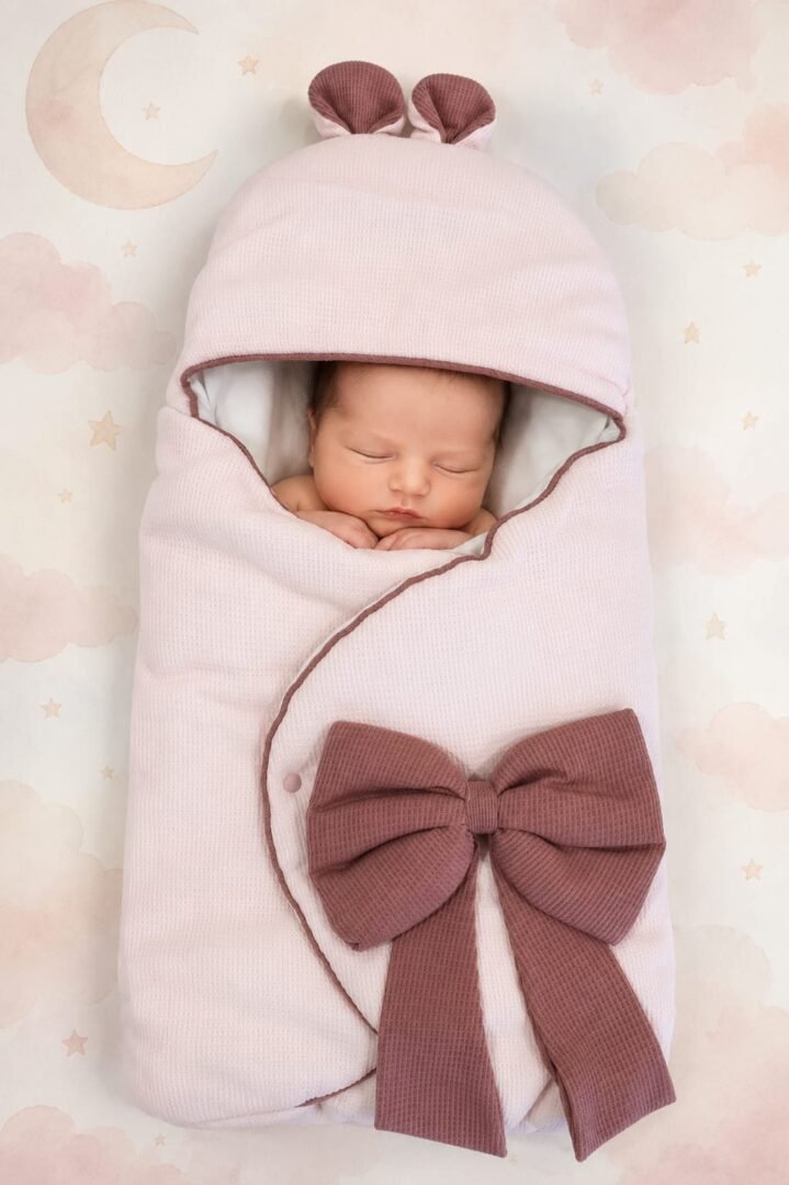 Baby sacco con fiocco Nazareno Gabrielli rosa con neonato