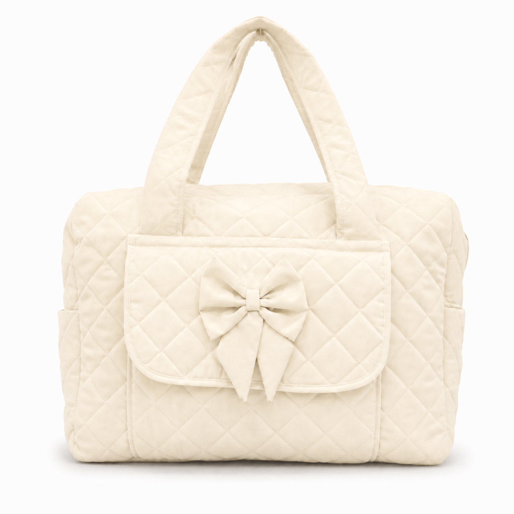 Borsa neonato panna con fiocco