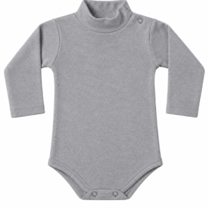 Body lupetto a maniche lunghe Bimbi per Sempre LB001 in cotone interlock pettinato, colore grigio