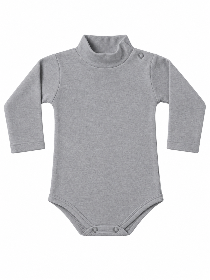 Body lupetto a maniche lunghe Bimbi per Sempre LB001 in cotone interlock pettinato, colore grigio
