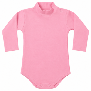 Body lupetto a maniche lunghe Bimbi per Sempre LB001 in cotone interlock pettinato, colore rosa