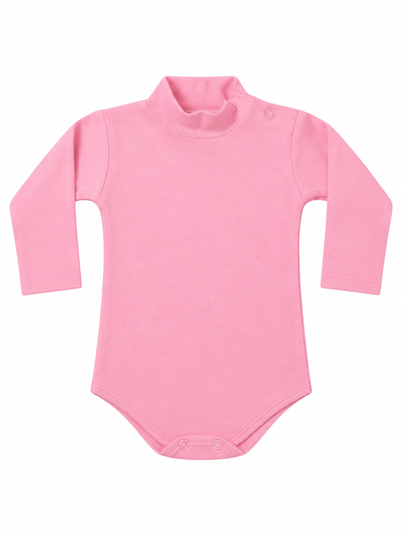 Body lupetto a maniche lunghe Bimbi per Sempre LB001 in cotone interlock pettinato, colore rosa