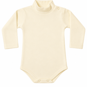 Body lupetto a maniche lunghe Bimbi per Sempre LB001 in cotone interlock pettinato, colore panna