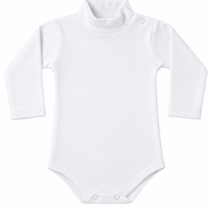 Body lupetto a maniche lunghe Bimbi per Sempre LB001 in cotone interlock pettinato, colore bianco