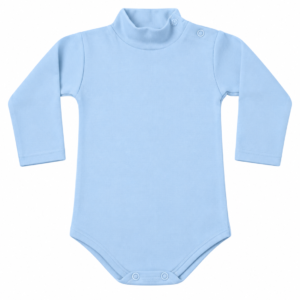 Body lupetto a maniche lunghe Bimbi per Sempre LB001 in cotone interlock pettinato, colore cielo