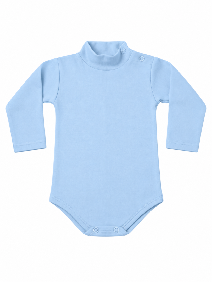 Body lupetto a maniche lunghe Bimbi per Sempre LB001 in cotone interlock pettinato, colore cielo