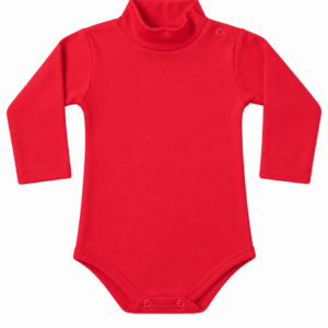 Body lupetto a maniche lunghe Bimbi per Sempre LB001 in cotone interlock pettinato, colore rosso