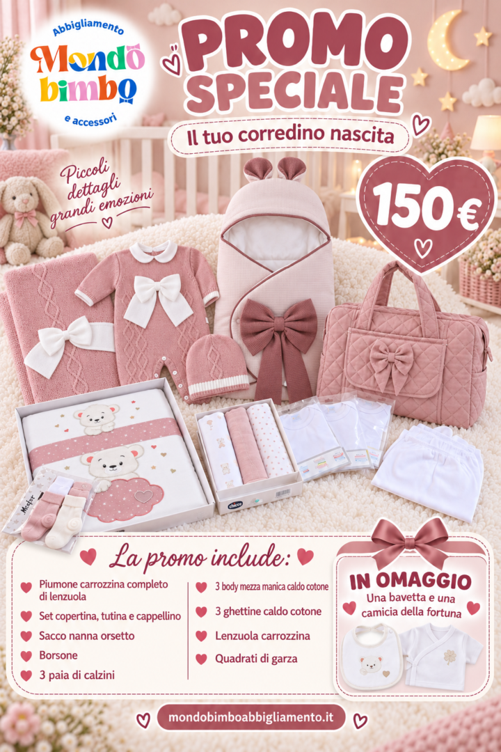 Corredino nascita rosa completo, promo speciale a 150 euro