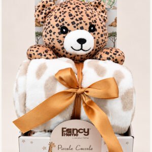 Peluche leopardo con copertina in pile soffice Fancy Home, idea regalo nascita