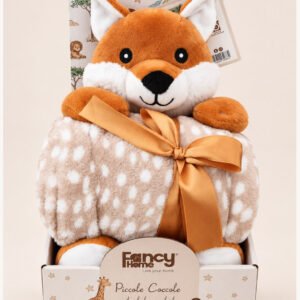 Peluche volpe con copertina in pile soffice Fancy Home, idea regalo nascita
